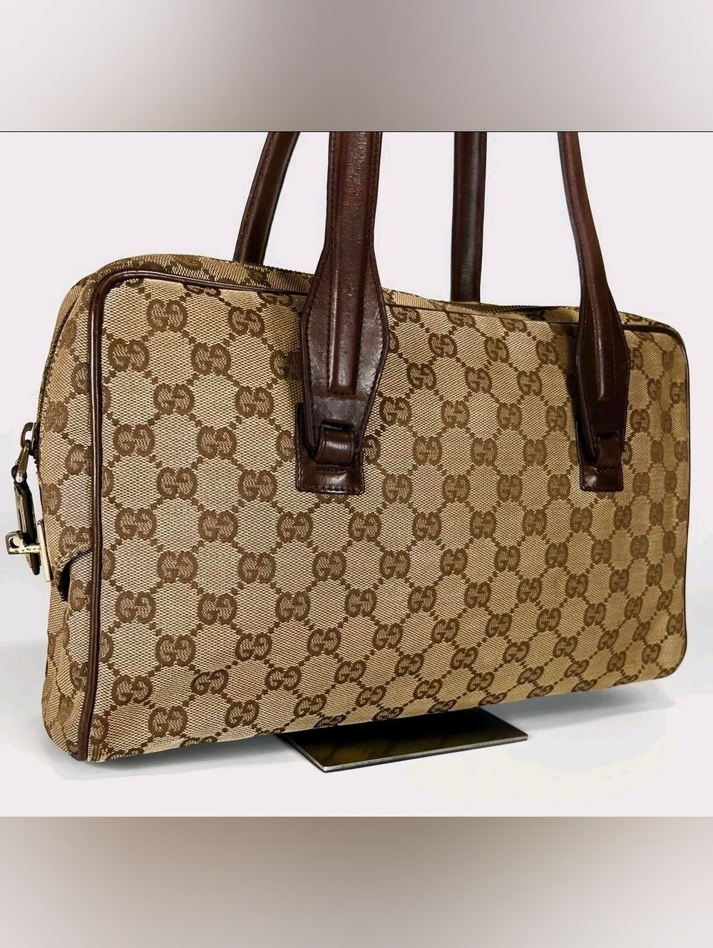 Authentic Vintage Gucci GG Canvas Boston Bag or Shoulder Bag